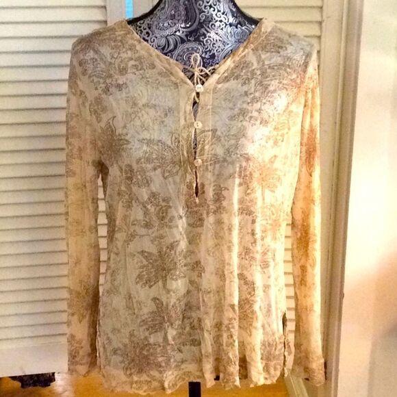 Tommy Bahama Sheet crepe tie blouse with sparkle - Picture 1 of 7